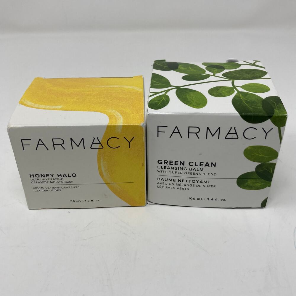 Farmacy Honey Halo Moisturizer 1.7 oz,  Green Clean Cleansing Balm 3.4 oz. Duo